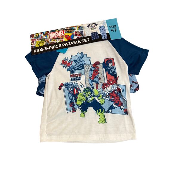 Marvel Other - NWT Marvel KIDS 3-PIECE PAJAMA SET Size 4T Hulk Spiderman Iron Man Black Panther